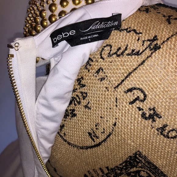 White BEBE dress w/Gold Studs - Picture 6 of 8